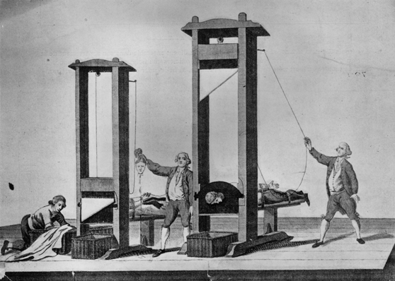 antique picture of a guillotine